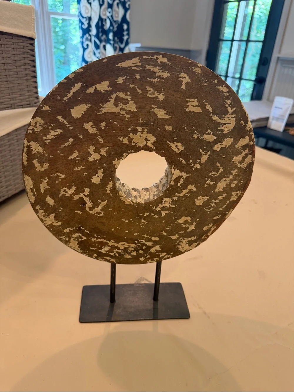 Pottery Barn wooden Decorative Ring Sculpture in Taupe